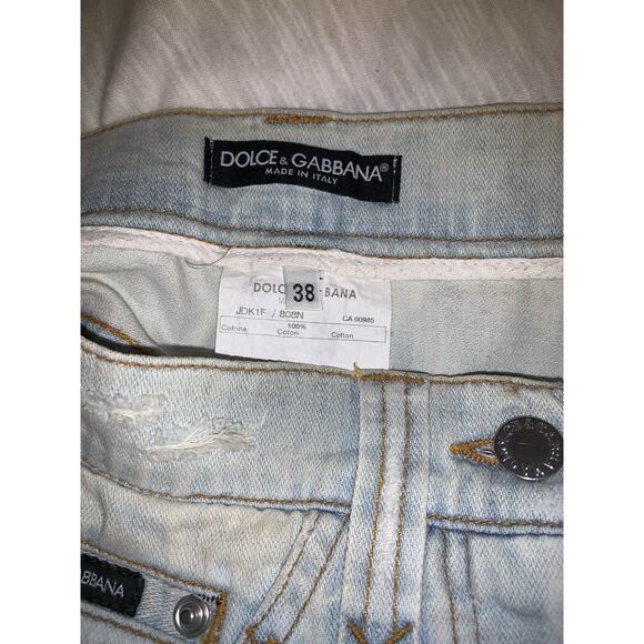 Dolce Gabbana D&G vintage 2000s distressed blue denim micro mini skirt size 38 - Picture 8 of 11